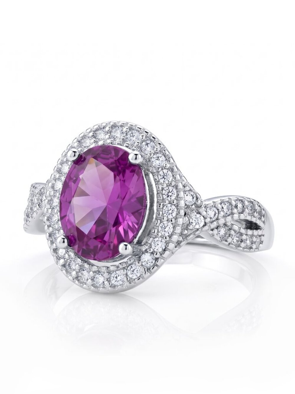 Oval Purple Amethyst Gemstone ring, 925 Sterling Silver